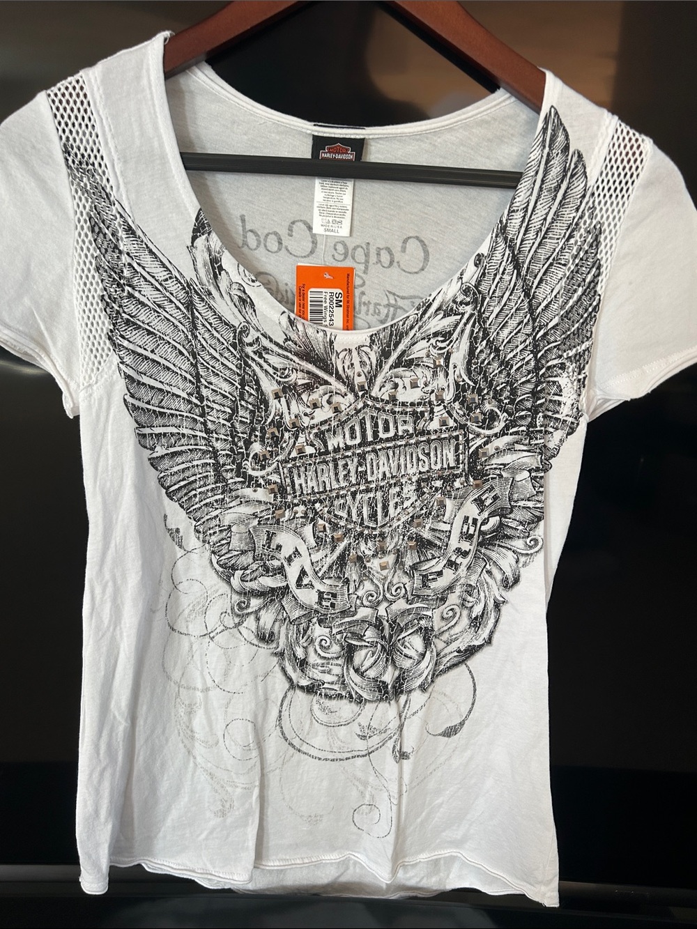 Harley-Davidson White Short Sleeve Tee with Black Winged Emblem